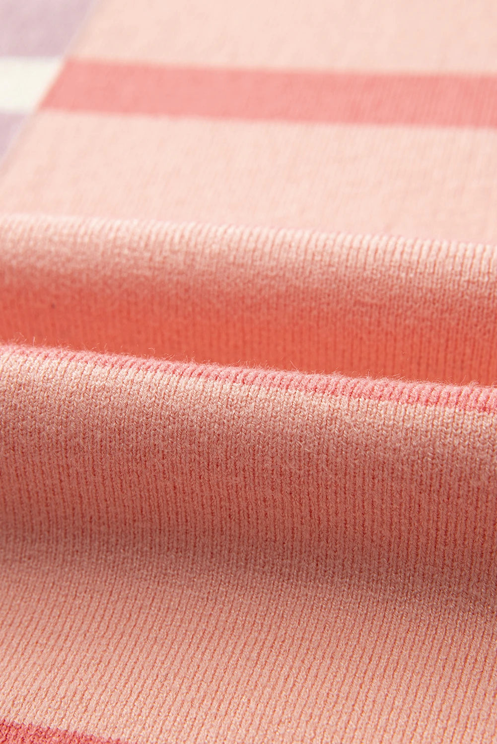 Striped Patchwork Drop Shoulder Pink Sweater