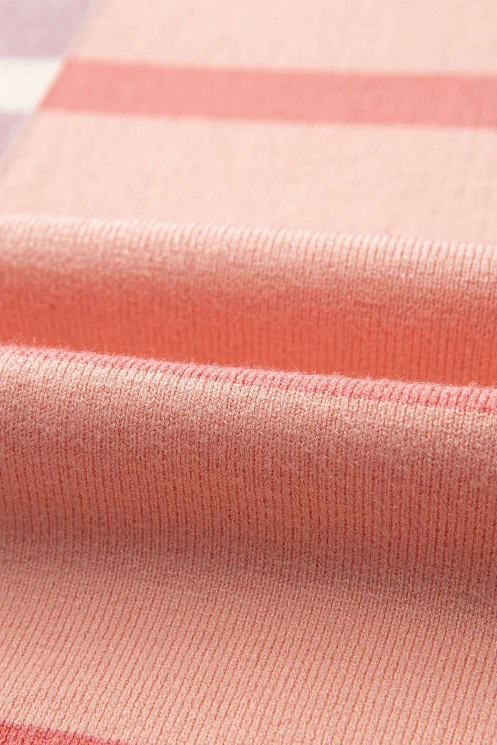 Striped Patchwork Drop Shoulder Pink Sweater
