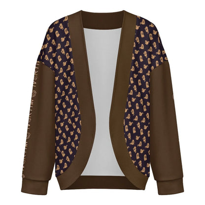 Halloween Ghost Drop Shoulder Knitted Café Noir Cardigan