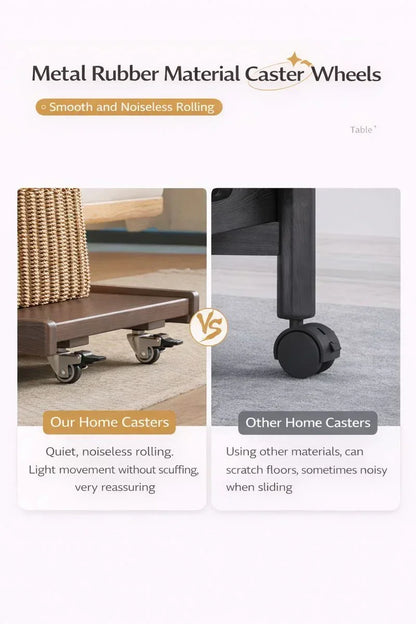 Solid Wood Movable Sofa Side Table