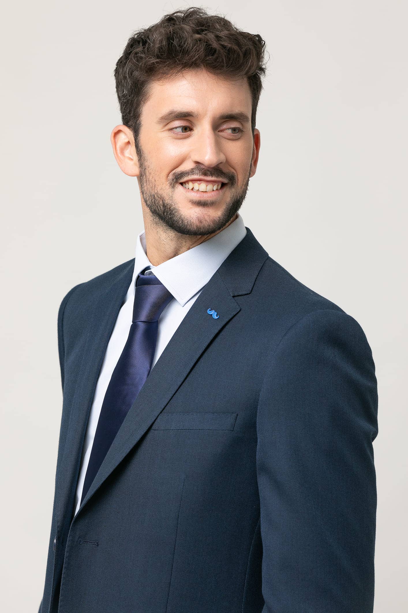 Premium Navy Blue Slim Fit Stretch Suit - Modern Faux Plain Design for Men