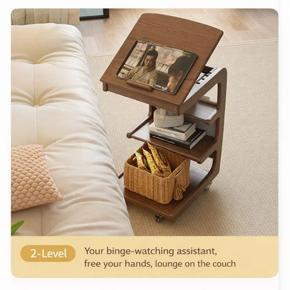 Solid Wood Movable Sofa Side Table