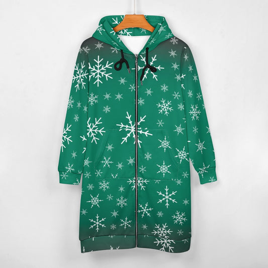 Women's Warm Snow long Hoodie - Green