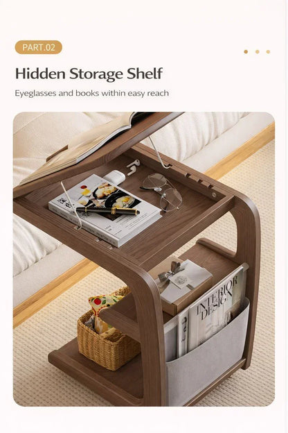 Solid Wood Movable Sofa Side Table