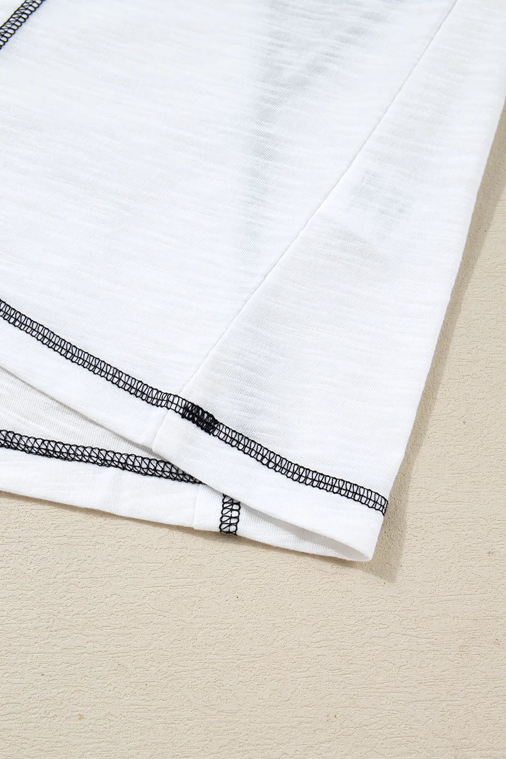 White Contrast Block Knit Patchwork Casual Top