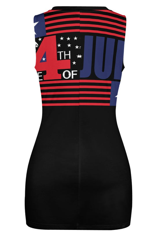 Navel-Baring Cross Fit Hip Black Mini Dress