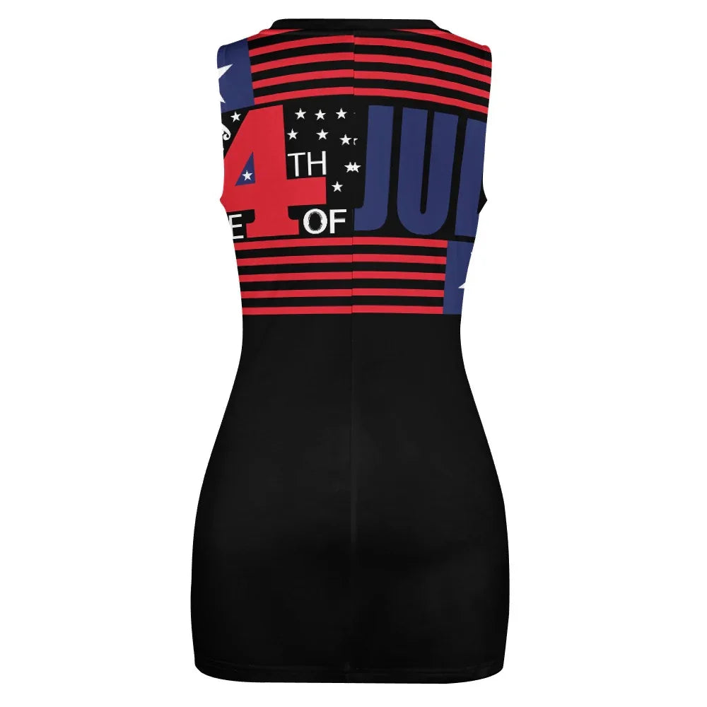 Navel-Baring Cross Fit Hip Black Mini Dress