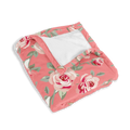Luxury Floral Pink Blue Flannel Blanket