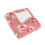 Luxury Floral Pink Blue Flannel Blanket