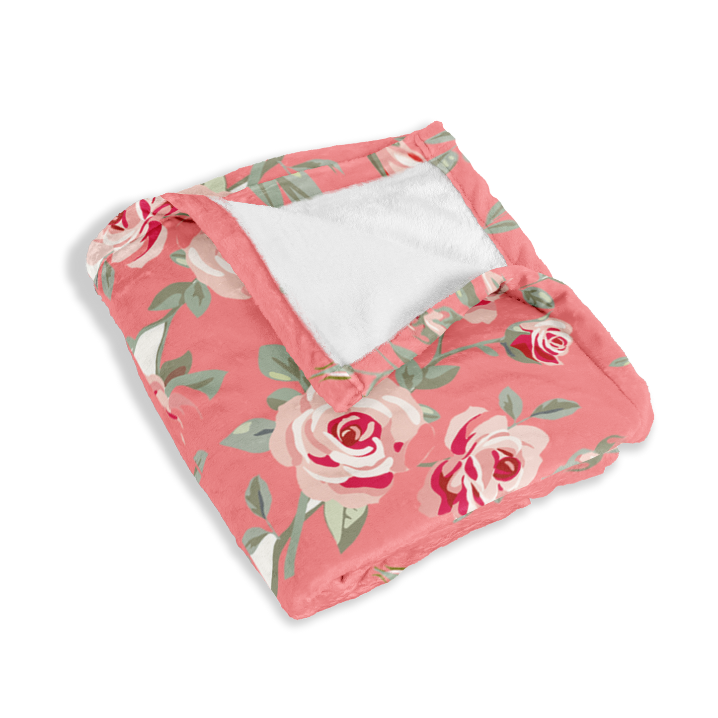 Luxury Floral Pink Blue Flannel Blanket