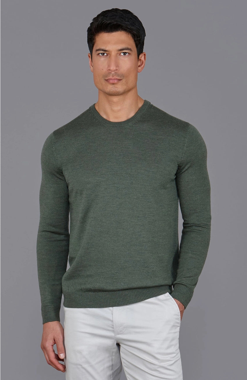 Premium Extra Fine Merino Wool Green Sweater