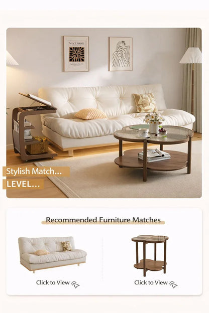 Solid Wood Movable Sofa Side Table