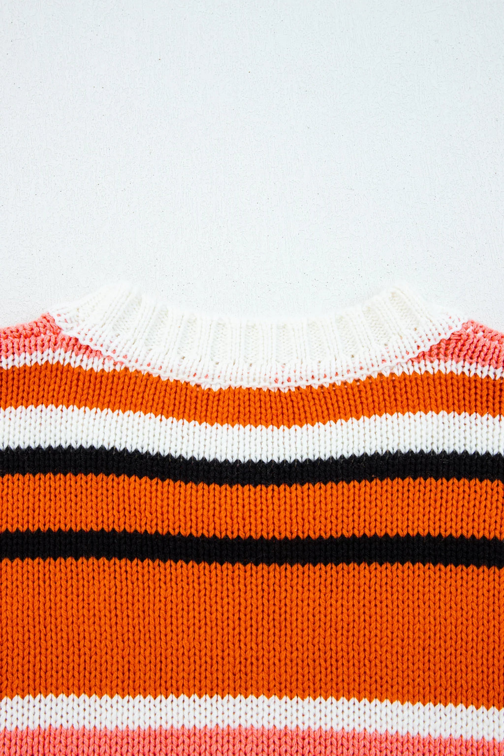 Orange Stripe Drop Shoulder Cropped Pullover