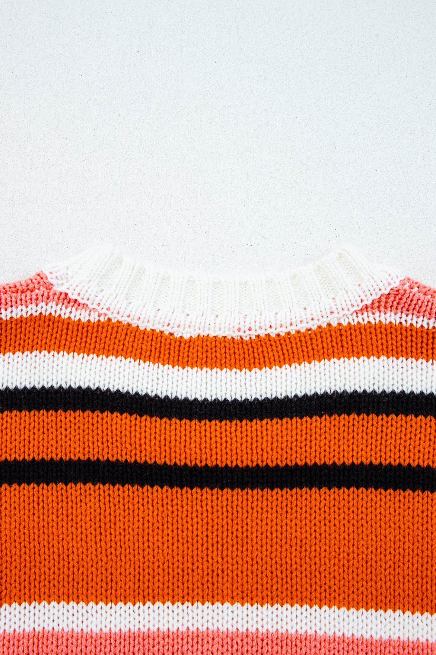 Orange Stripe Drop Shoulder Cropped Pullover