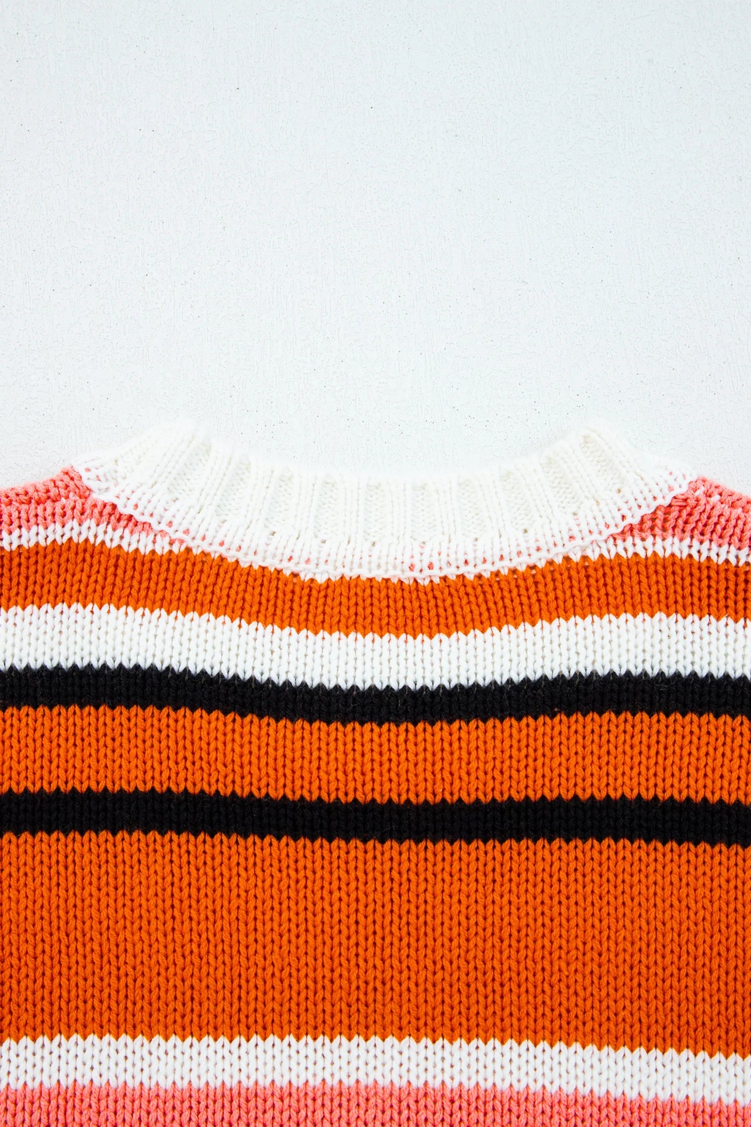 Orange Stripe Drop Shoulder Cropped Pullover