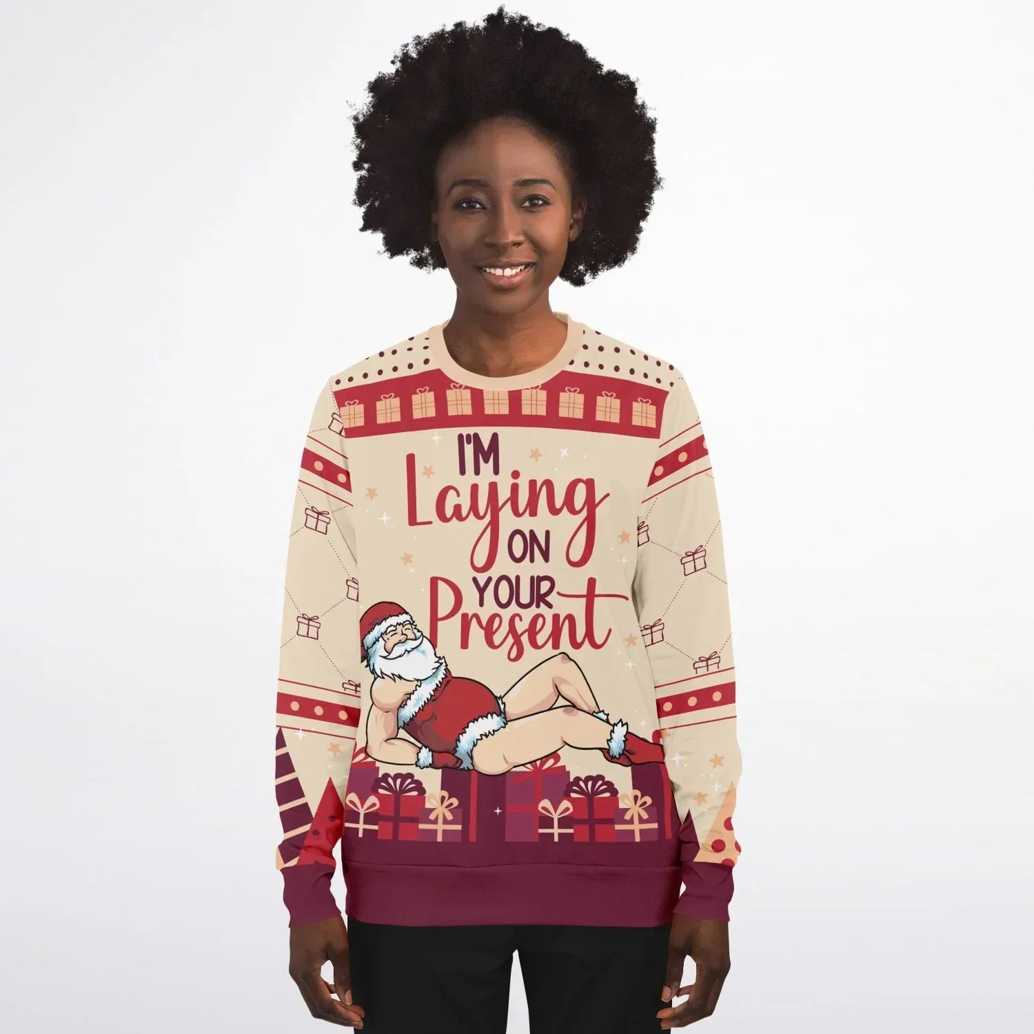 I’m Laying On Your Present Women Christmas Sweatshirt