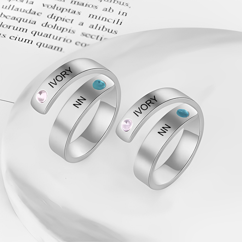 Custom Name 925 Silver Rhinestone Ring