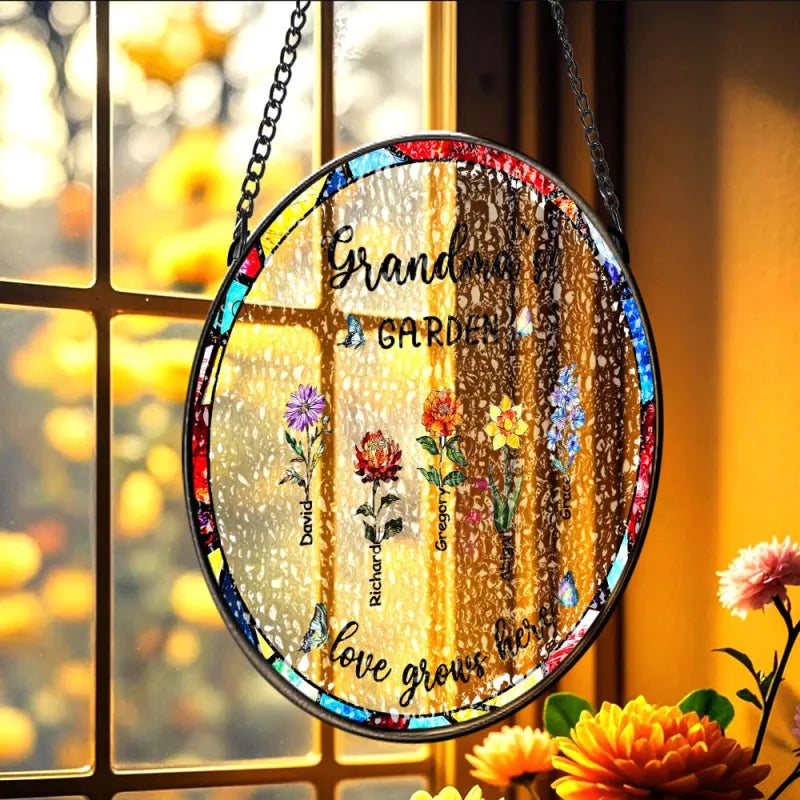 Personalized Birth Flower Glass Suncatcher