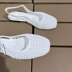Niche Handmade Woven Fishnet Toe White Sandals