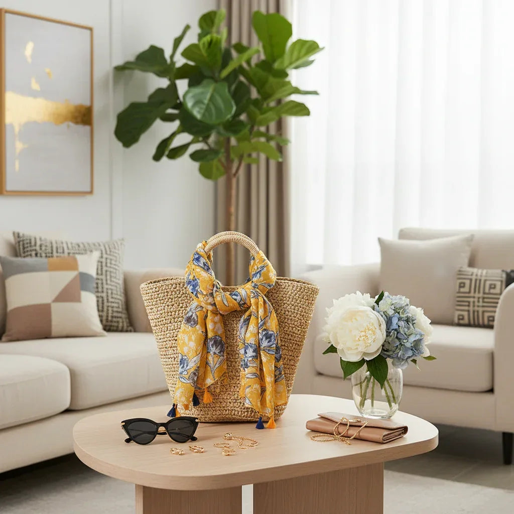 وشاح ملفوف على حقيبة