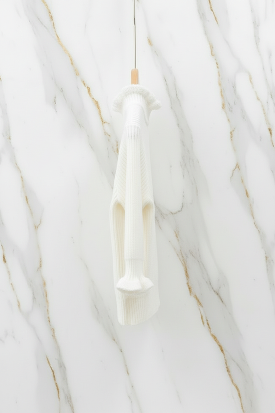 سويتر أبيض مبطن - منظر جانبي