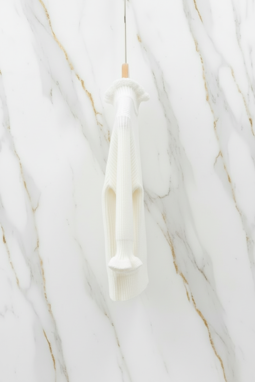 سويتر أبيض مبطن - منظر جانبي