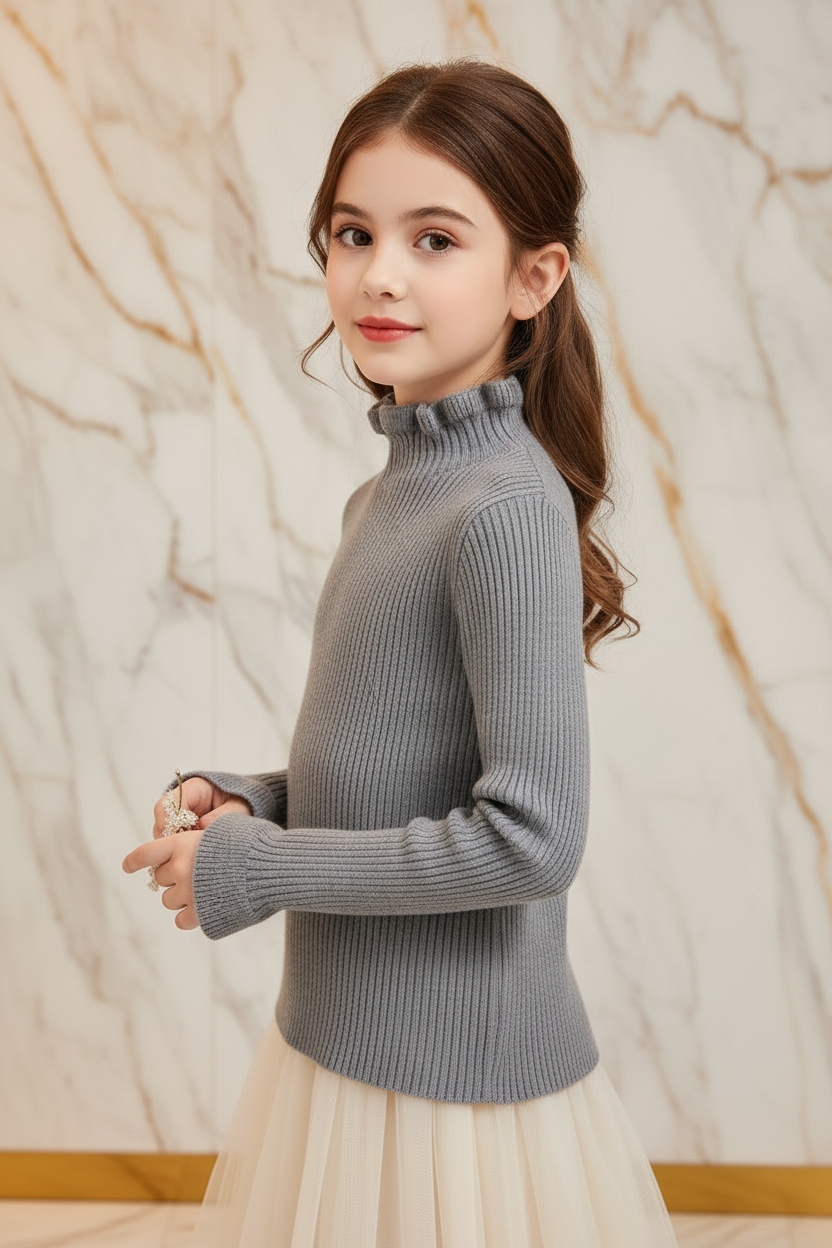 سويتر بناتي رمادي - زاوية يسار