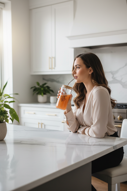 منظر جانبي للشرب في المطبخ