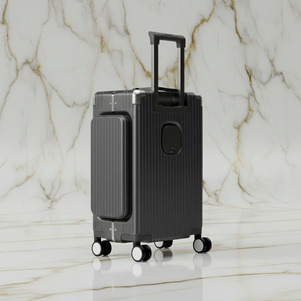 الحقيبة باللون الرمادي الفحمي