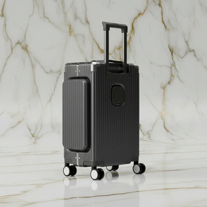 الحقيبة باللون الرمادي الفحمي