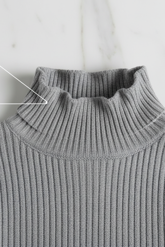 سويتر رمادي - تفاصيل الياقة