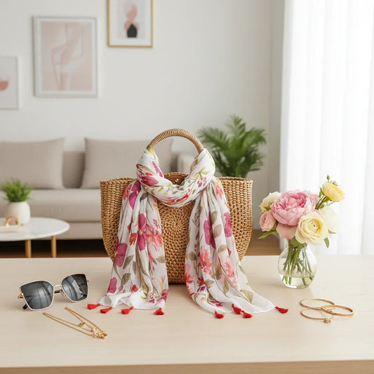 وشاح ملفوف على حقيبة