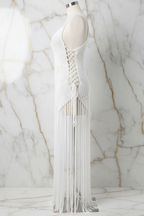 فستان كروشيه أبيض - منظر جانبي أيمن