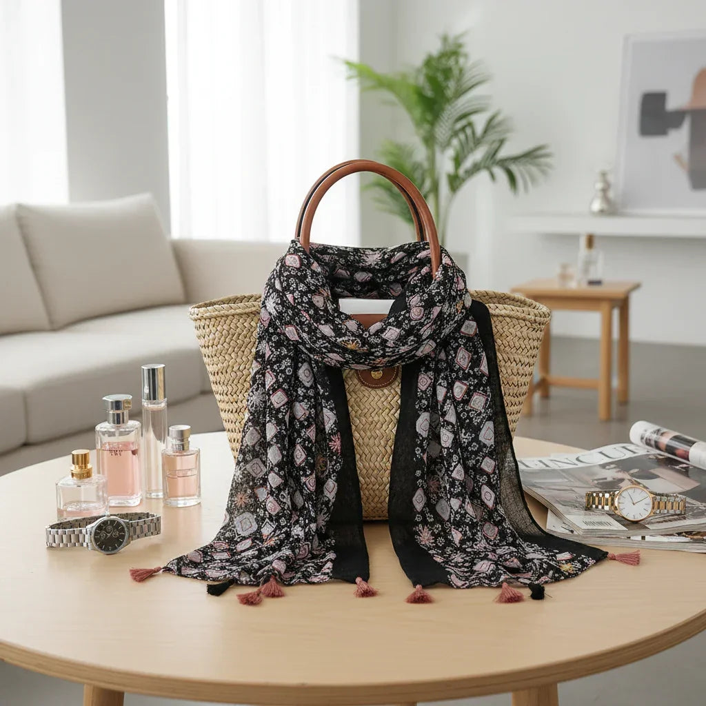 وشاح منسدل على حقيبة