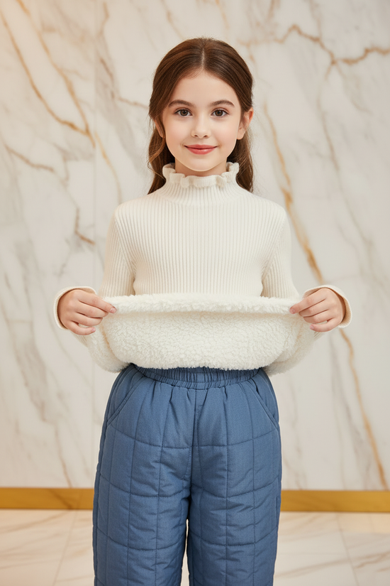 سويتر أبيض مبطن - إظهار الفرو الأبيض