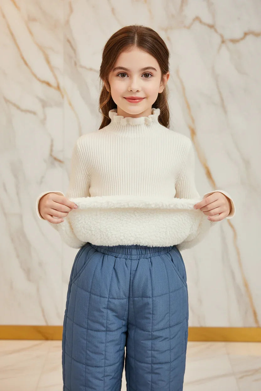 سويتر أبيض مبطن - إظهار الفرو الأبيض