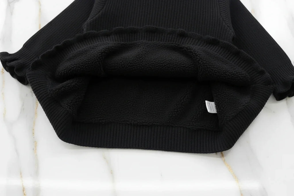 سويتر أسود مبطن - البطانة الفروية