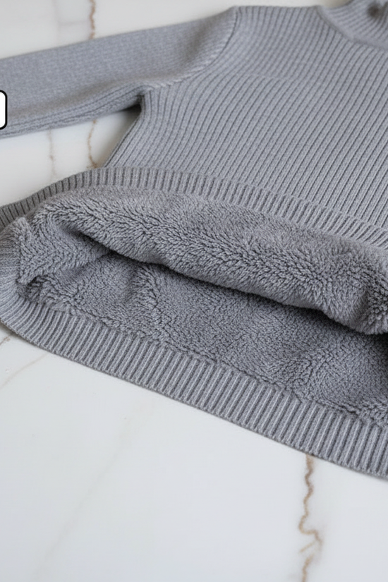 سويتر رمادي مبطن - البطانة الفروية الرمادية