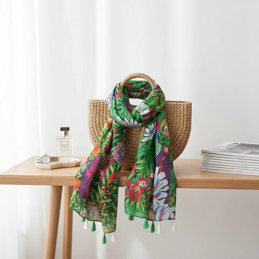 وشاح منسدل على حقيبة