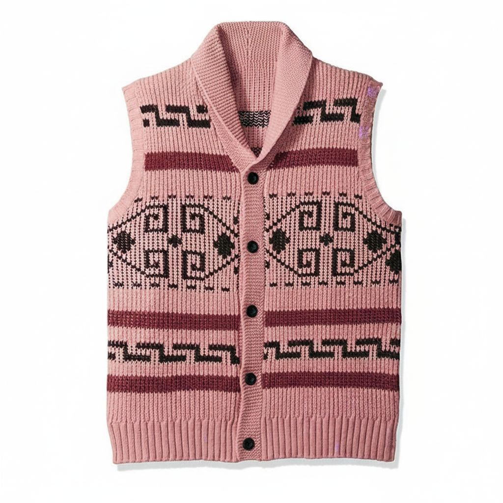 السترة الصوفية الوردية - خلفية بيضاء