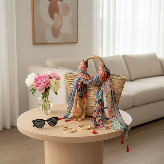 وشاح ملفوف على حقيبة