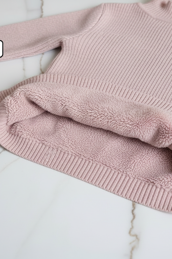 سويتر وردي مبطن - مطوي مع البطانة