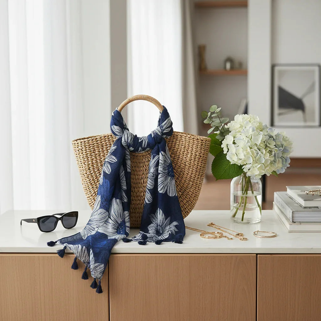 وشاح ملفوف على حقيبة