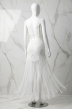 فستان كروشيه أبيض - زاوية خلفية