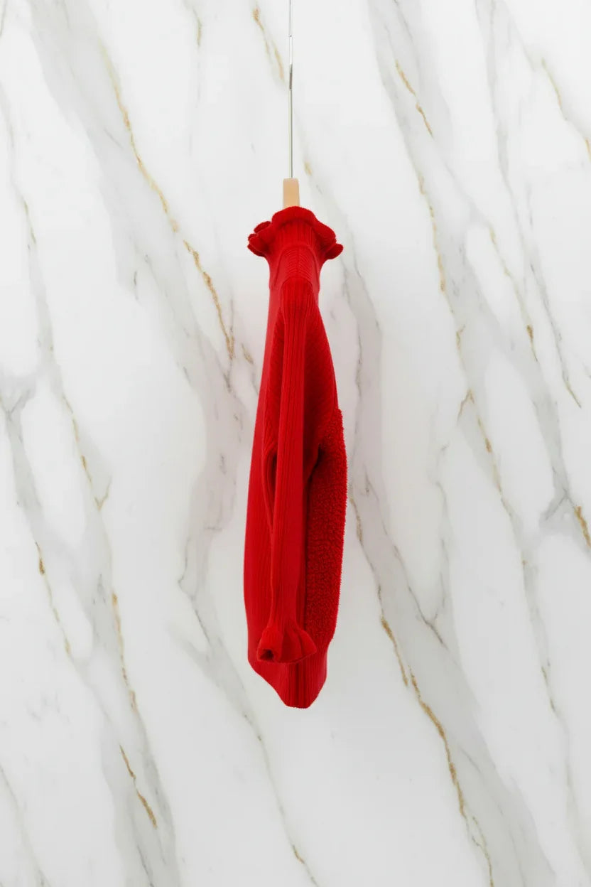 سويتر أحمر مبطن - منظر جانبي