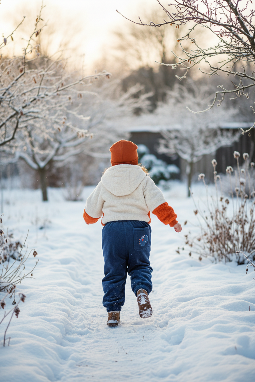 منظر خلفي - الطفل يركض بسعادة