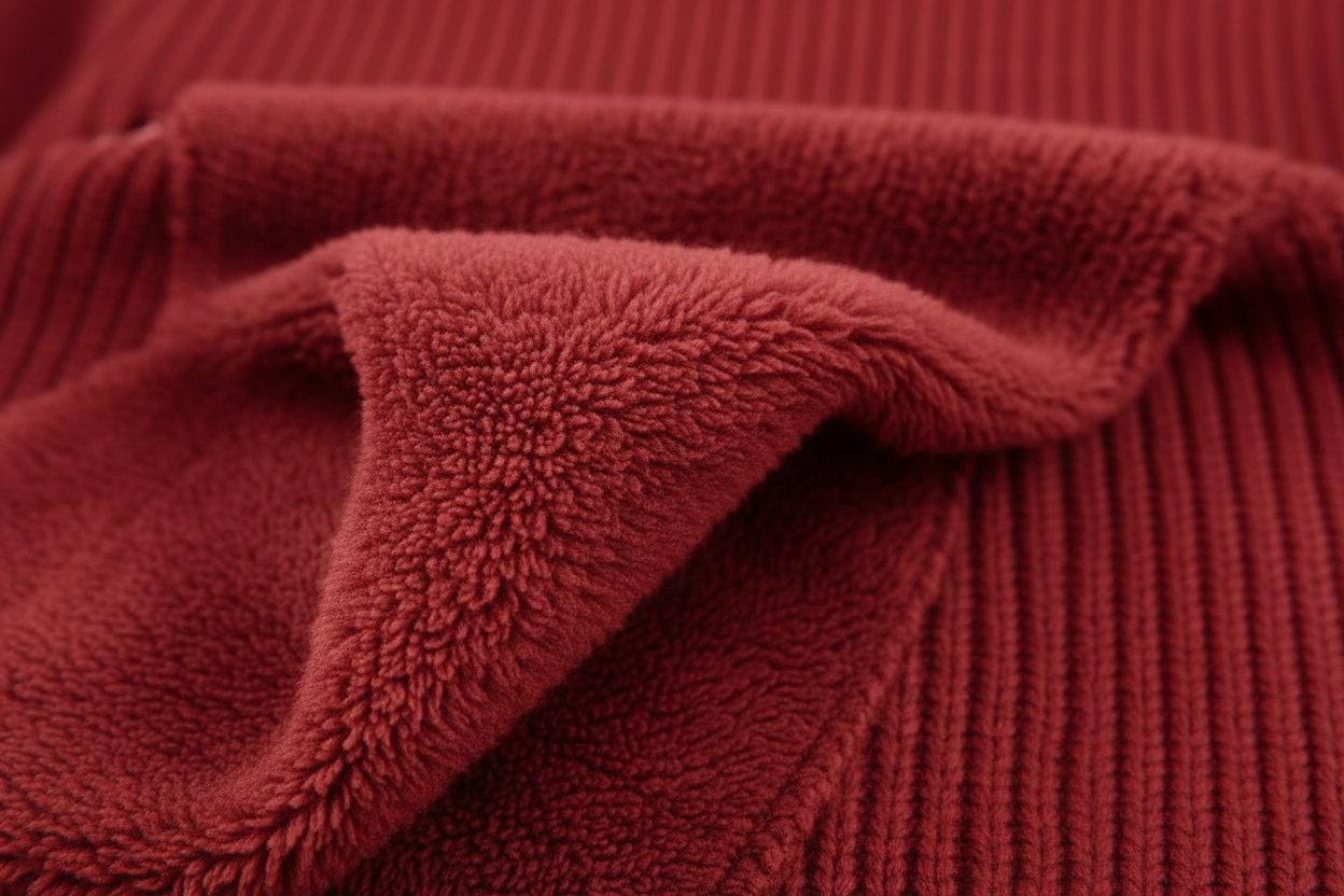 سويتر أحمر مبطن - تفاصيل الفرو الأحمر