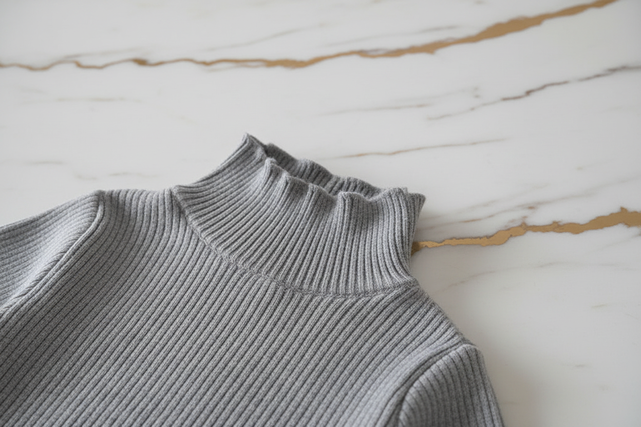 سويتر رمادي مبطن - تفاصيل الياقة