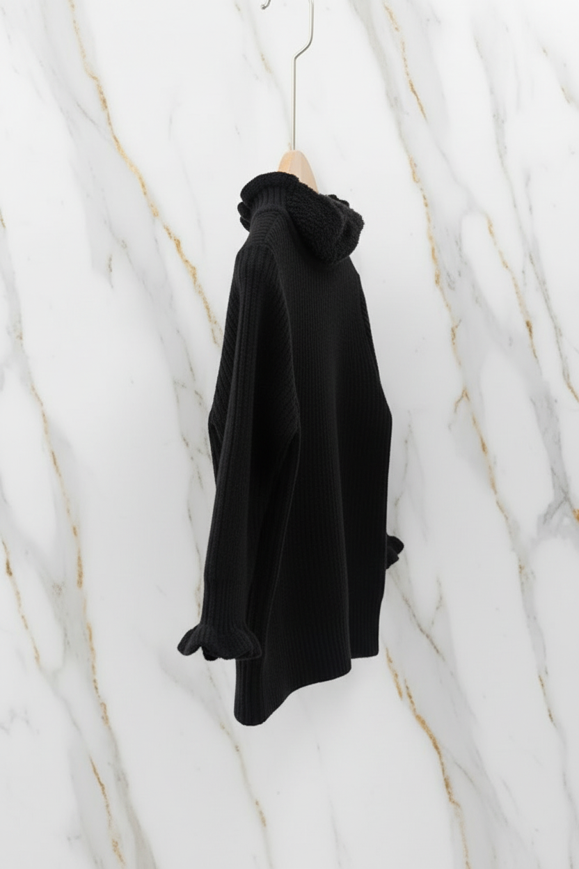 سويتر أسود مبطن - منظر جانبي