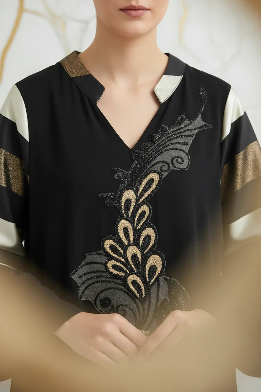 لقطة قريبة للياقة والتطريز